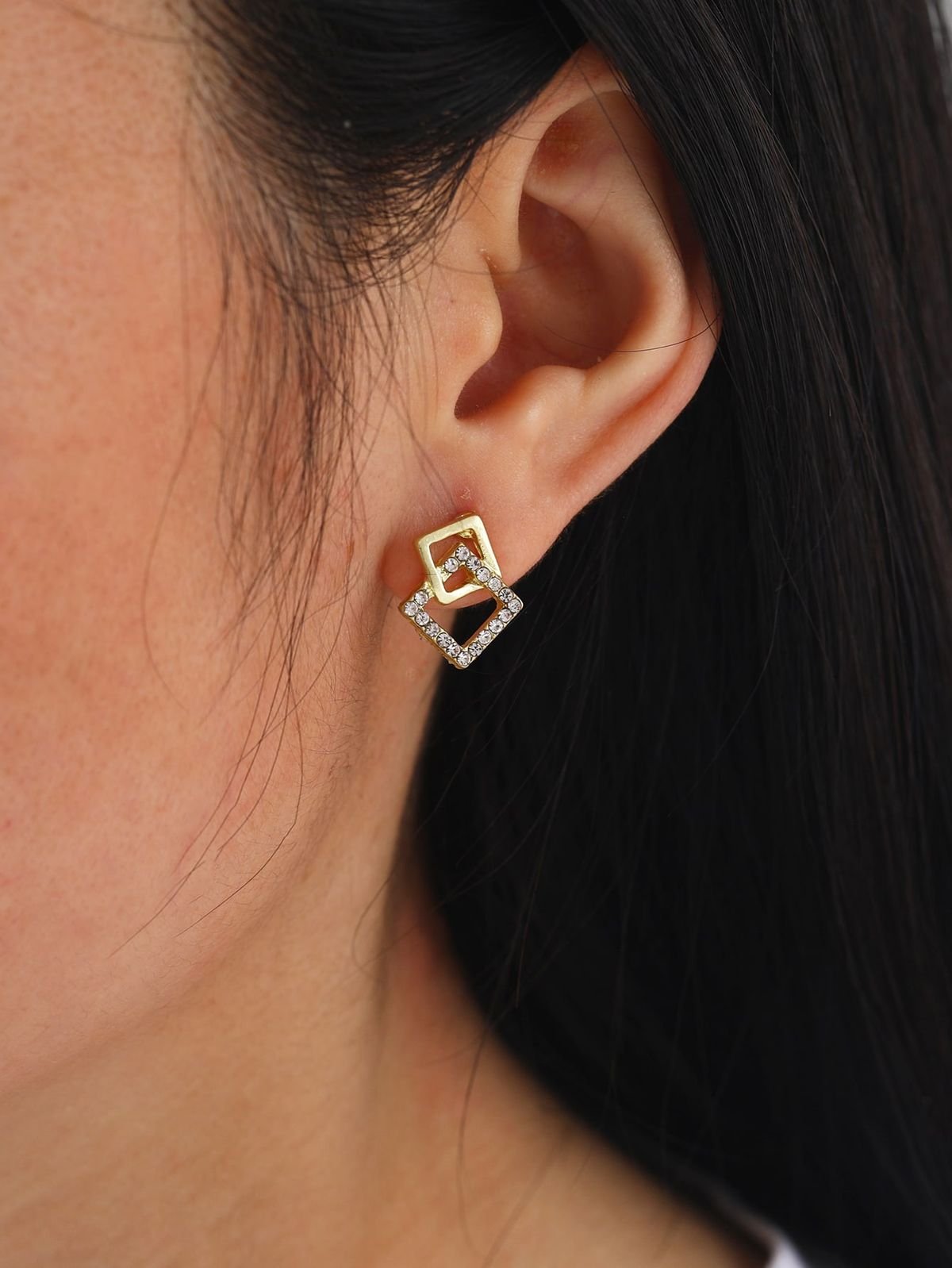 Vera Duo – 925 Silver Double Square Stud Earrings