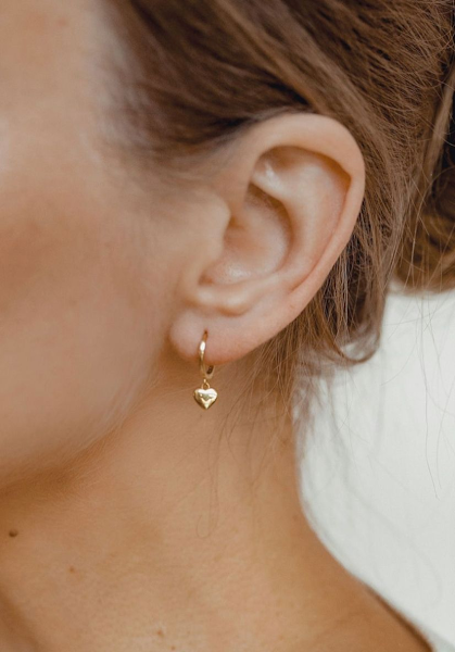 Dainty Heart 925 Sterling Silver Gold-Plated Hoop Earrings