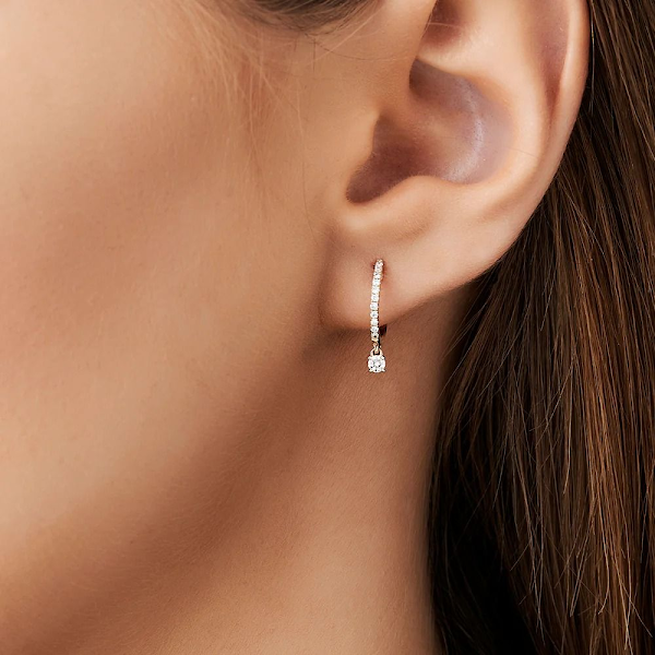 Sparkling Drop 925 Sterling Silver Hoop Earrings