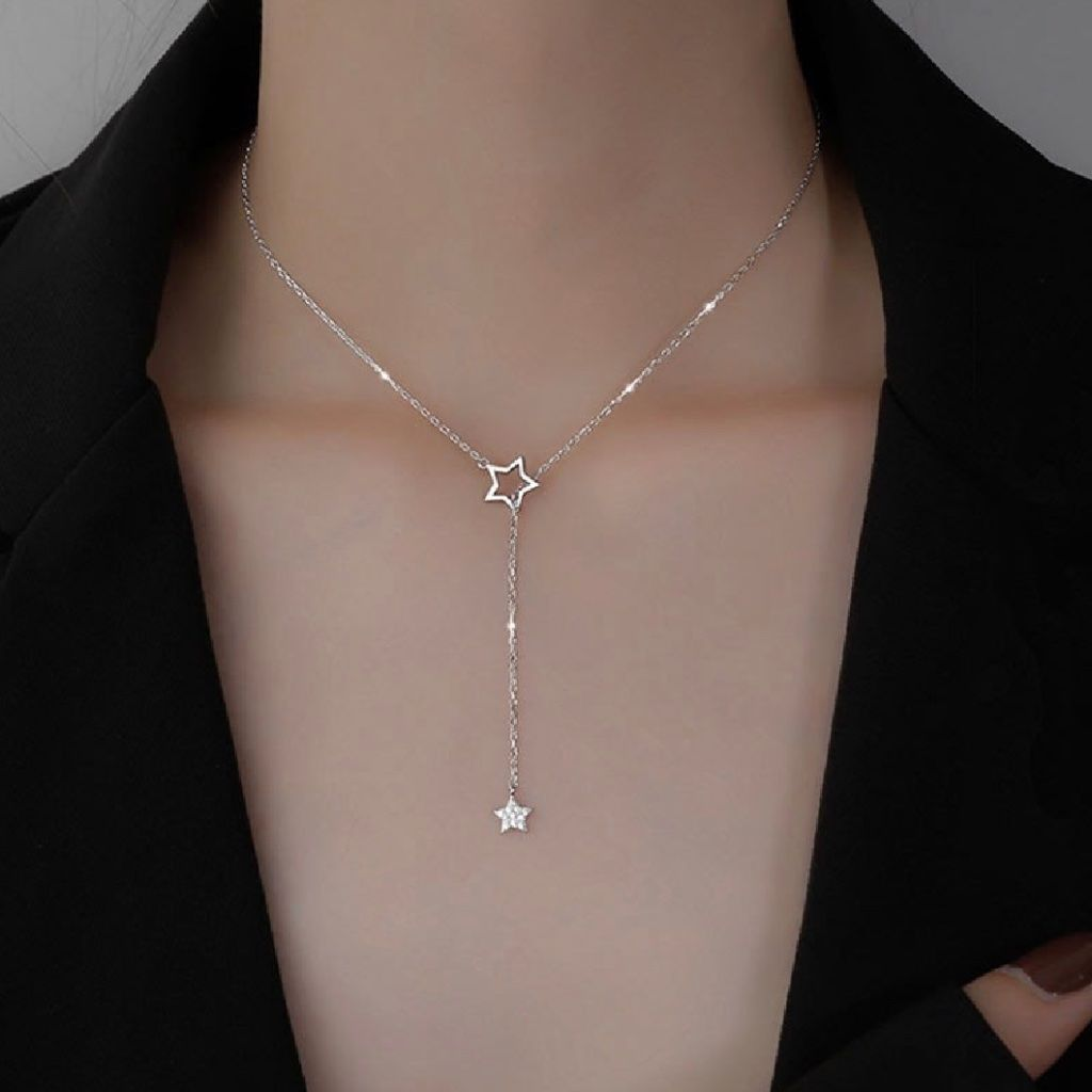 Celestia Y – 925 Silver Star Drop Necklace