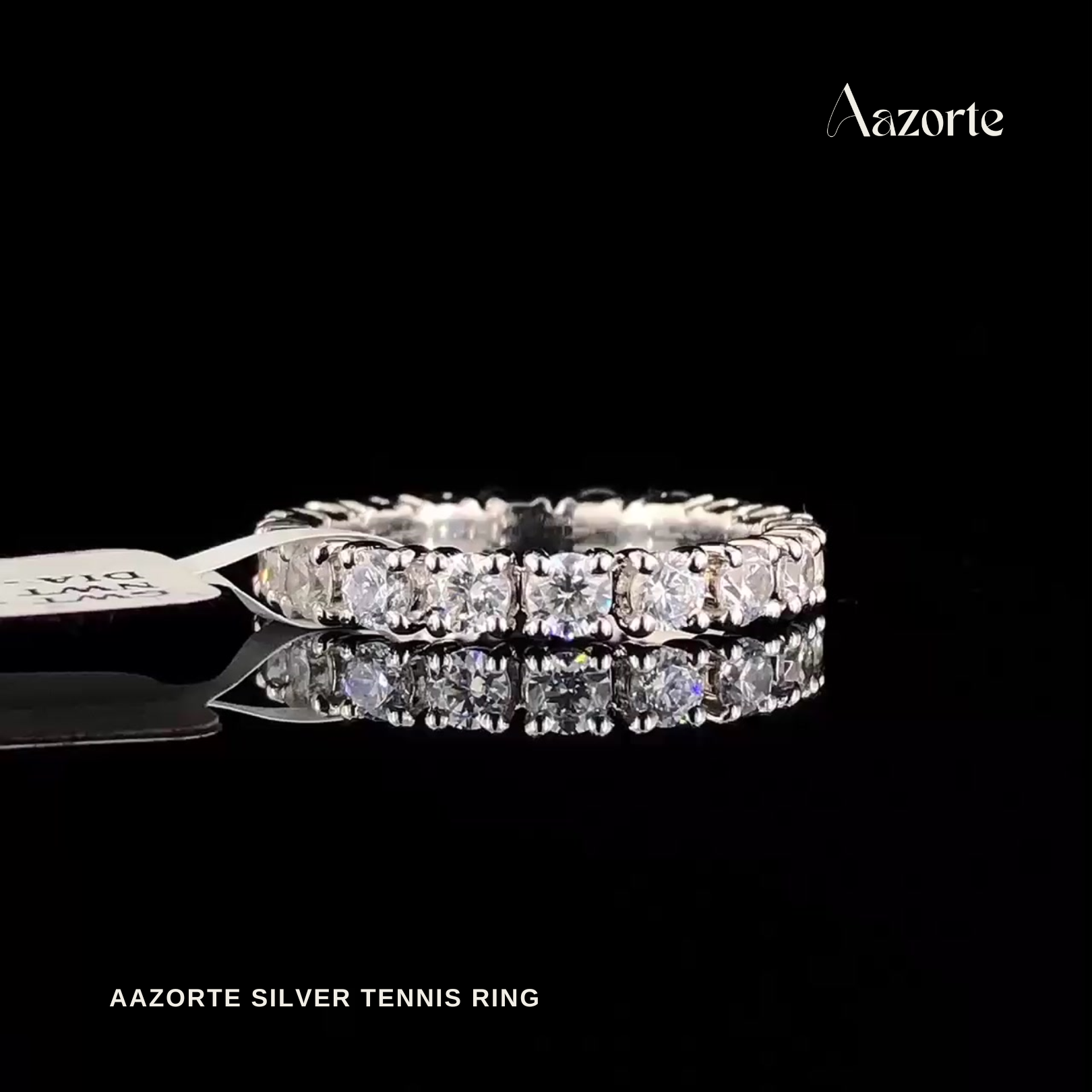 Silver tennis ring by Aazorte