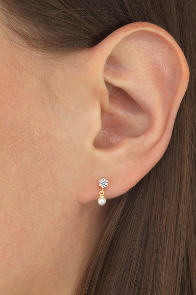 Elegant Pearl 925 Sterling Silver Stud Drop Earrings