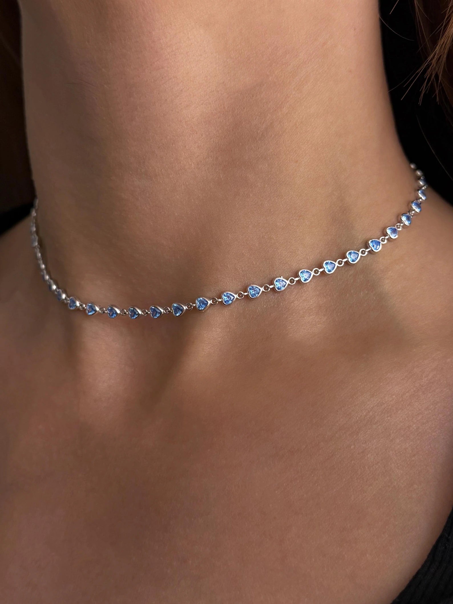 Aurelia 925 Silver Blue Heart Choker